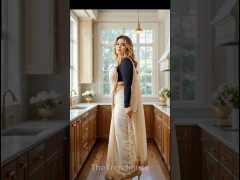 Timeless Beauty in Black & Cream Saree 🖤✨ | A Graceful Elegance You Can’t Miss | TheTrendmuse