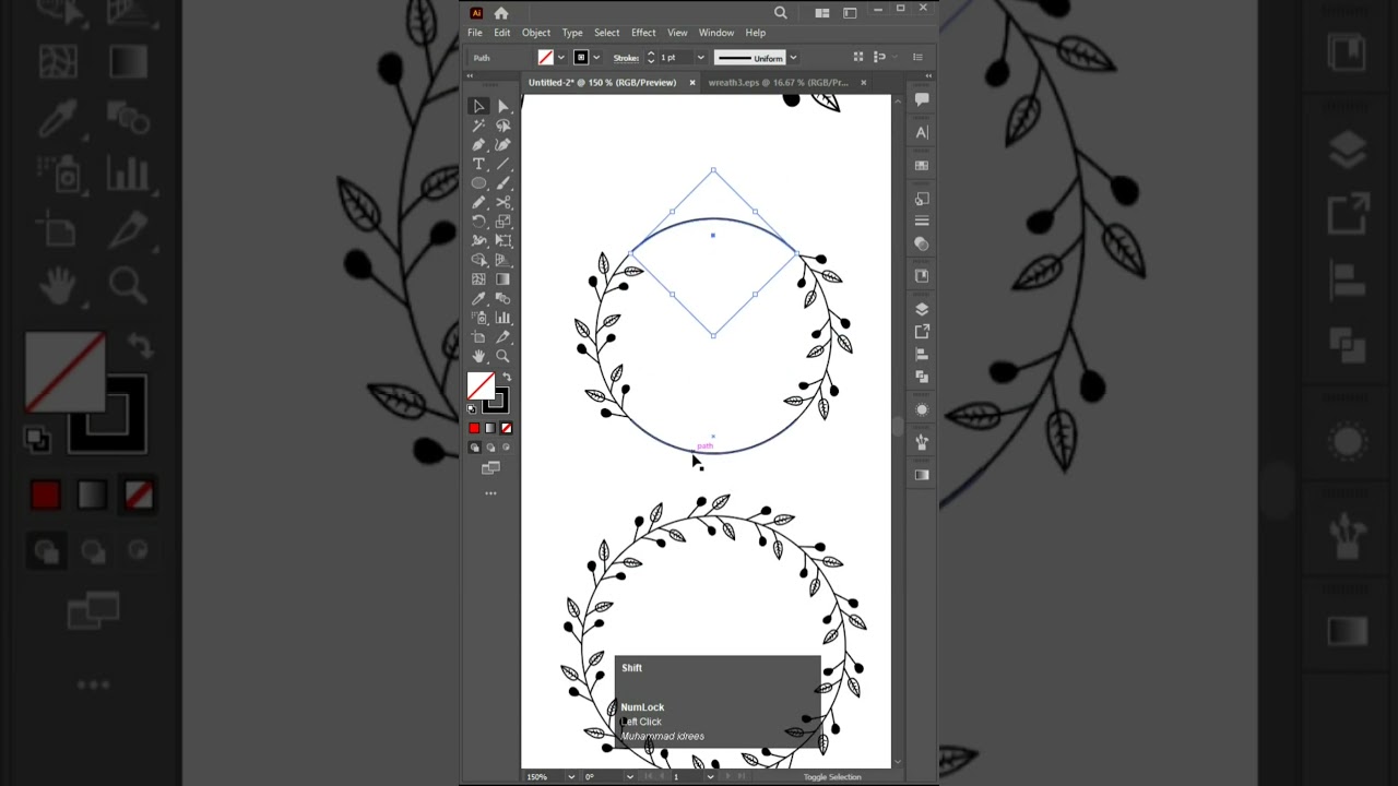 Hand drawn floral frames Wreath #adobeillustrator