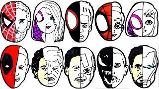 🔴 How To Draw Avengers Superhero , Marvel's Spider-Man, Deadpool, Spidey, Venom -FACES | Compilation