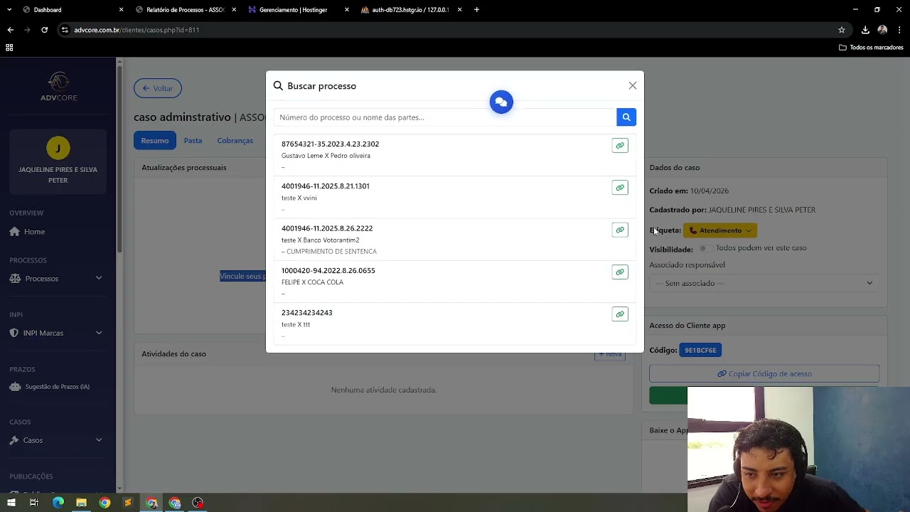 Processos Administrativos no AdvCore com IA e App do Cliente