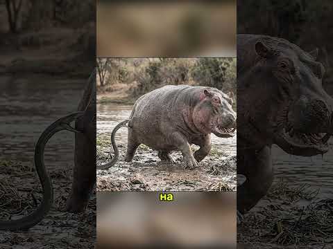 Чёрная мамба укусила бегемота… А затем рухнули все львы! 😱🐍