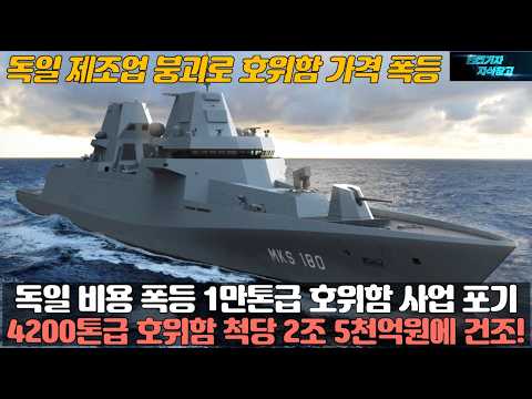 독일 비용 폭등 1만톤급 차세대 호위함 사업 포기! 4200톤급 호위함을 척당 2조 5천억원에 건조! 독일 제조업 붕괴로 호위함 가격 폭등