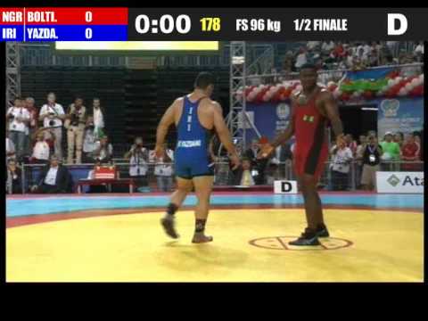 2011 World Wrestling Freestyle 96 kg - Reza Yazdani (Iran) v Bolti (Nigeria) Semifinals.wmv