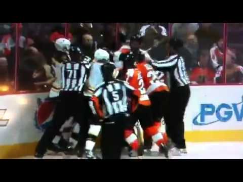 Hit to Horton Bruins v .Flyers 1.22.12