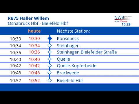 Nordwestbahn - Ansagen der RB75 von Osnabrück nach Bielefeld