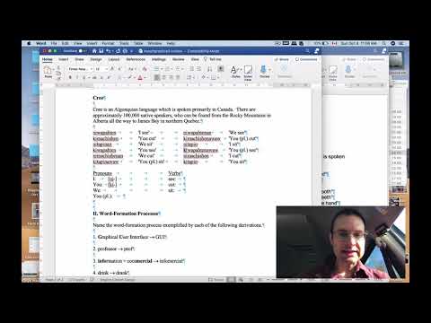 Linguistics 201 - Intro Linguistics - Morphology Practice Exercises - Cree