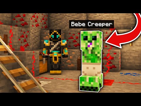 The BABY CREEPER finds the SECRET REDSTONE MINE in MINECRAFT!  😍