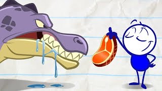 Pencilmate Meets a Dinosaur! - Pencilmation Cartoons for Kids