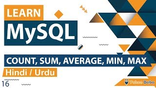 MySQL Count Sum Min Max Avg Tutorial in Hindi / Urdu