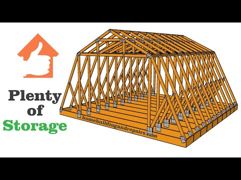 Gambrel Roof Truss Framing With Storage Over Two Car Garage - Building Design Examples