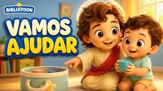 Mãozinhas que Ajudam 🤲 Música Infantil Cristã sobre Bondade e Bons Hábitos | Bibliatoon