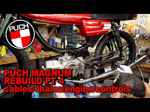 Puch Magnum XK Moped Rebuild Series Part 4 (Mount Engine, Cables, Chains)