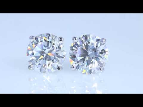 $2995 3.26CTW Colorless Round Brilliant Lab-Grown Diamond 14K White Gold Screw Back Stud Earrings