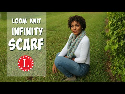 Loom Knit Infinity Scarf on Round Loom Mock Crochet Stitch - Easy Pattern for Beginners | Loomahat