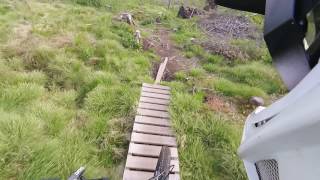 Riding from the road, down the trail.