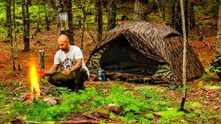 Camping With Lightweight Tent In The Forest 