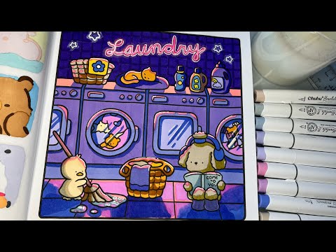 Cozy Friends by Coco Wyo | Relaxing ASMR | Color With Me | Ohuhu Alcohol Markers #cocowyo 