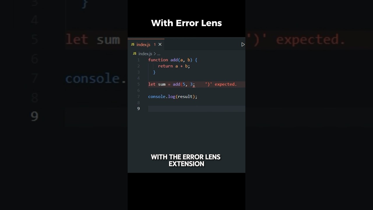 Error Lens in VS Code #vscode #coding #programming