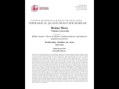 Bruno Mera | Kähler bands—Chern insulators, holomorphicity and induced quantum geometry