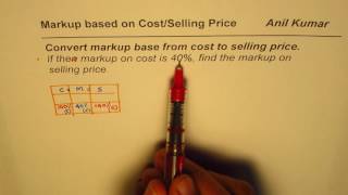 How to convert Markup based on Cost to Selling Price