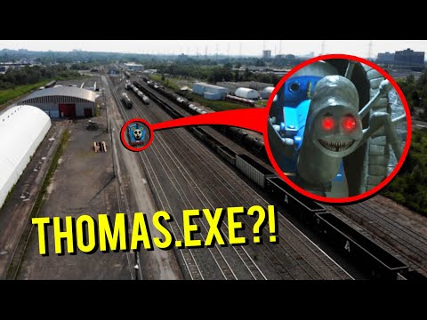 DRONE CATCHES THOMAS THE TRAIN.EXE AT ABANDONED TRAIN STATION!! (HE CAME AFTER US)