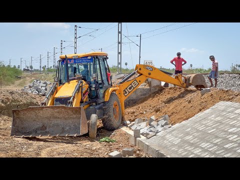 JCB 3DX Making Bridge Safty Wall and Shifting CC Block in Valliyur | JCB | jcb video