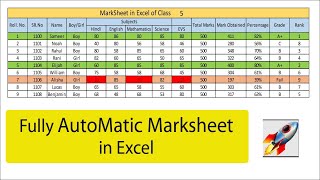 How To Create Marksheet in Excel Step by Step | Fully AUTOMATIC Marksheet in Excel