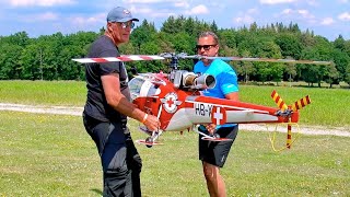 HUGE RC SCALE MODEL SA-319 ALOUETTE 3 / TURBINE MODEL HELICOPTER / FLIGHT DEMONSTRATION !!!