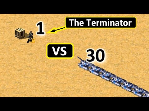 Arnie The Terminator vs 30 Grizzly in line - Red Alert 2