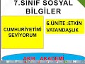 7. Sınıf  Sosyal Bilgiler Dersi  Cumhuriyetimi Seviyorum  Kanalımıza ücretsiz abone olarak paylaştıklarımızı takip edebilirsiniz.Teşekkür eder başarılar dilerim. konu anlatım videosunu izle