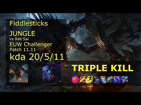 Fiddlesticks Jungle vs Rek'Sai - EUW Challenger 20/5/11 Patch 11.11 Gameplay