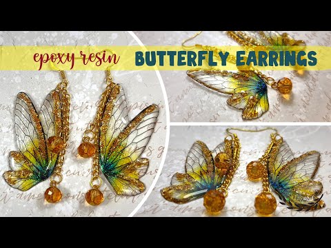 ~JustHandmade~ How to make epoxy resin butterfly / fairy wings - earrings - tutorial / DIY