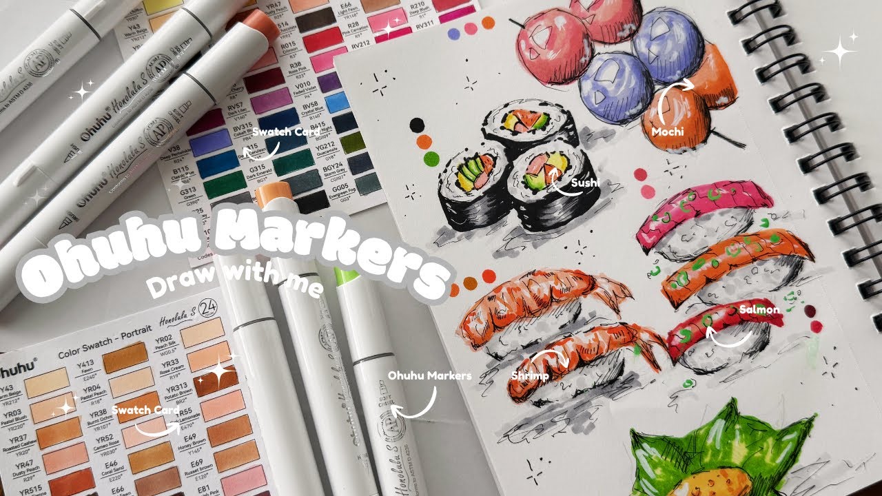 Draw With Me, Unboxing New Ohuhu Honolulu s Alcohol Markers