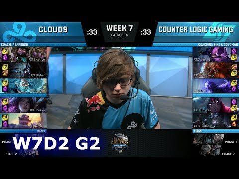Cloud 9 vs CLG | Week 7 Day 2 S8 NA LCS Summer 2018 | C9 vs CLG W7D2