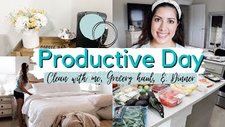 PRODUCTIVE DAY CLEAN WITH ME | Grocery Haul | Dinner Idea