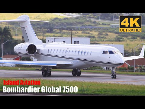 (4K) Lovely Bird !!! Global 7500 (OE-LDP) Taxi And Departure From St. Kitts / Eastern Caribbean