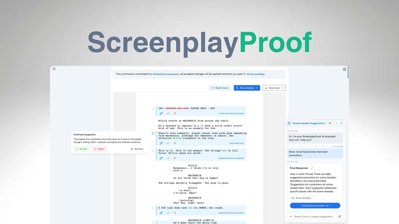 Introducing ScreenplayProof
