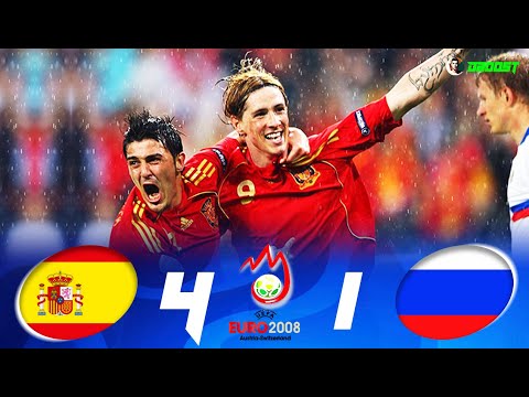 Spain 4-1 Russia - EURO 2008 - David Villa Scores A Hat-Trick - Full HD