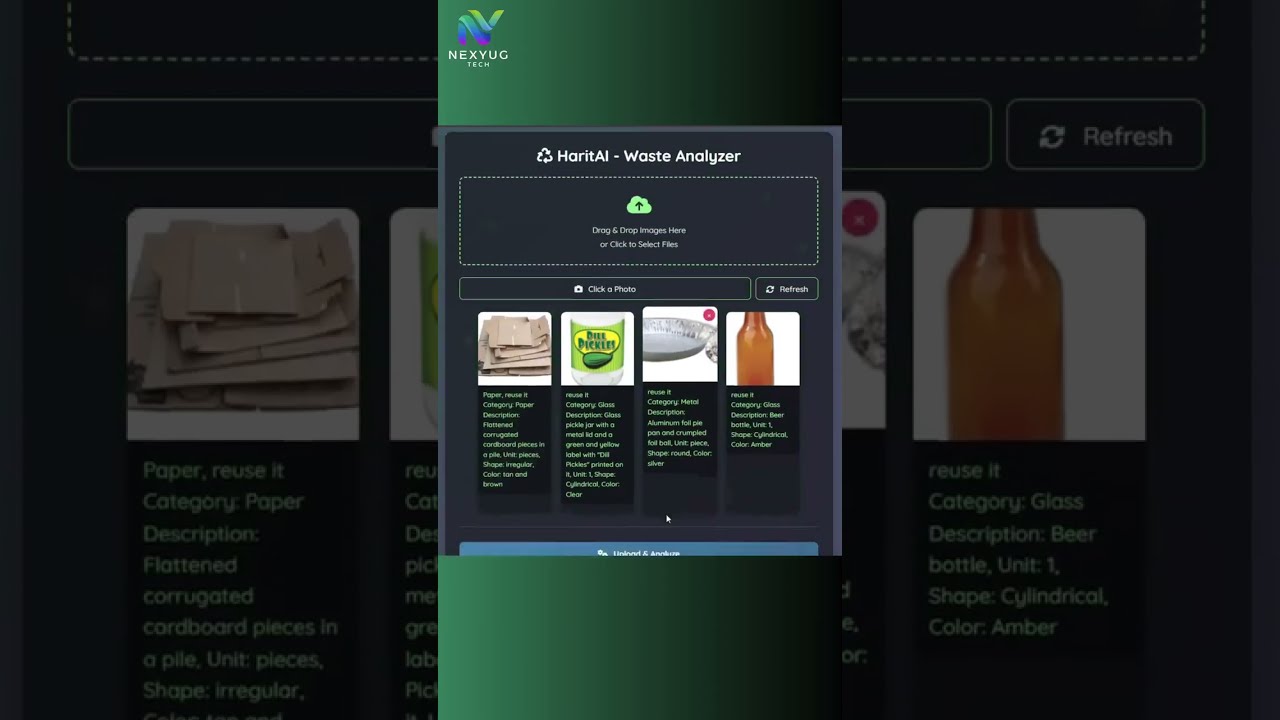 Harit AI – A Sustainable Intelligence System by NexYug Tech Waste to Wonder, Powered by AI.