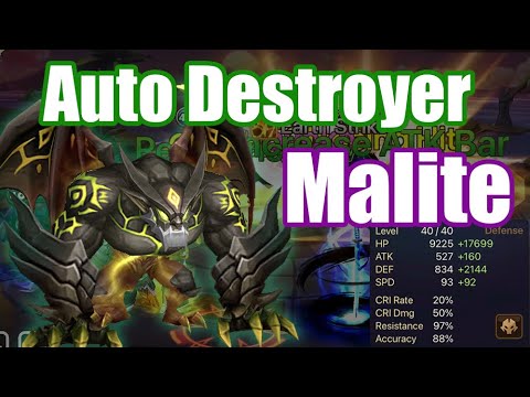 【Summoners War | Curry's RTA】The Power Malite, Auto Destroyer Debut, enemies disappear on their own!