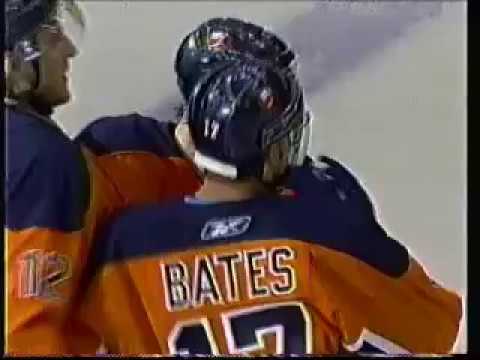 Oleg Kvasha helps Shawn Bates to score shorthanded goal (2005)