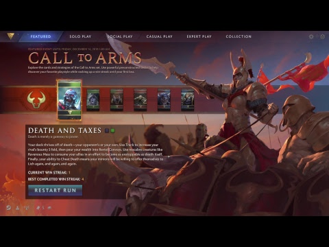 Artifact Valve card game on Steam - Call to Arms gauntlet launch event (official launch in 2 hours)