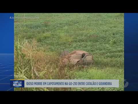 Idoso morre após capotamento na GO-210