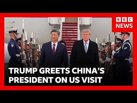 習近平抵臺！川普親自鋪紅毯盛大迎接！| BBC News (President Xi greeted by Donald Trump as he rolls out red carpet for Chinese leader | BBC News)