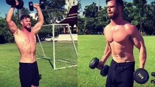 Chris Hemsworth Goes Shirtless After His Shirt 'Burst Into Flames' From The Heat