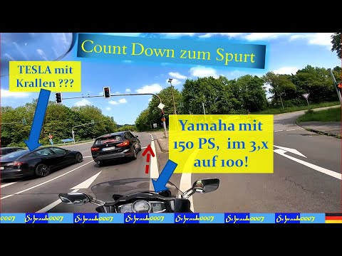 😯Tesla 🏎 gegen Yamaha FJR 1300 mit 150 PS im Sprint‼️ Zeigt Tesla die Krallen ❓❓ - Zufalls Test