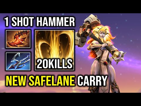 1 Shot Hammer Safelane Brutal Hit Like a Truck Hyper Carry Dawnbreaker Dota 2