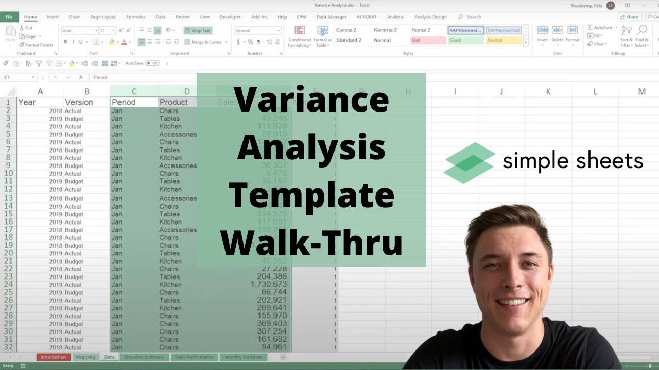Variance Analysis (Budget vs. Actuals) Excel & Google Sheets Template Video Tutorial