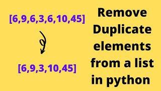 How to Remove Duplicate Elements in List using Python