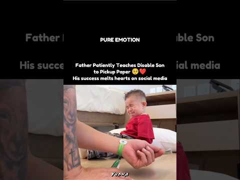 Father Patiently Teaches Disable Son to Pickup Paper 🥺❤️